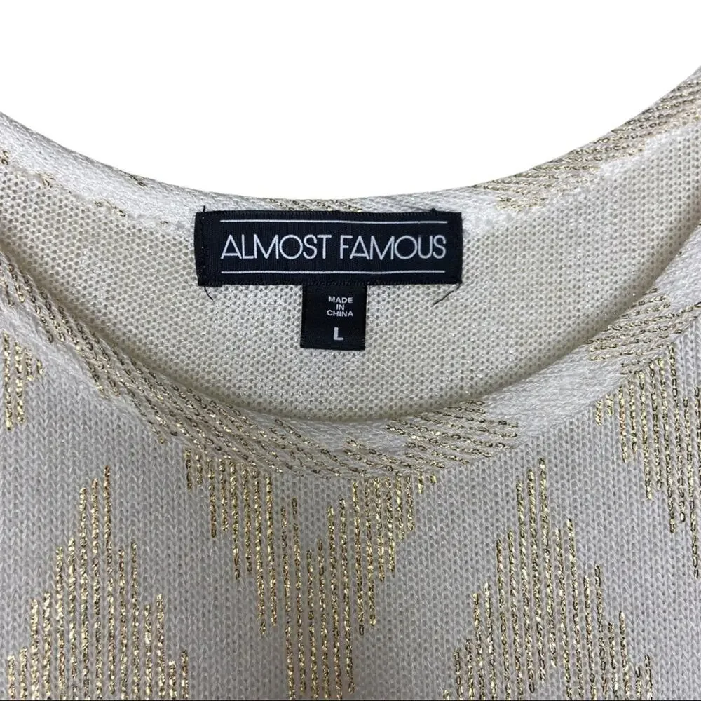 Almost Famous Cream Gold Southwest Long Sleeve Women's Size Large NWT